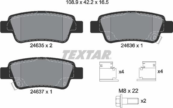 Textar 2463501 - Fékbetétkészlet, tárcsafék parts5.com