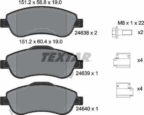 Textar 2463801 - Тормозные колодки, дисковые, комплект parts5.com