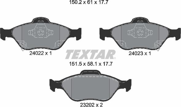 Textar 2402201 - Set placute frana,frana disc parts5.com