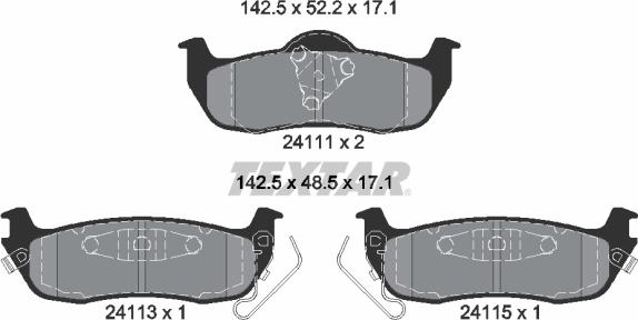 Textar 2411102 - Fékbetétkészlet, tárcsafék parts5.com