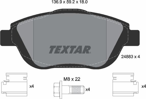 Textar 2488301 - Juego de pastillas de freno parts5.com