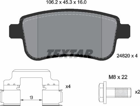 Textar 2482001 - Komplet pločica, disk-kočnica parts5.com