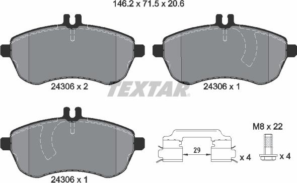 Textar 2430602 - Brake Pad Set, disc brake parts5.com