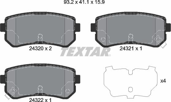 Textar 2432001 - Brake Pad Set, disc brake parts5.com