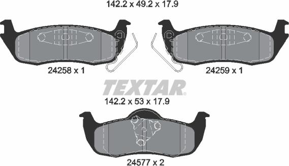 Textar 2425801 - Fékbetétkészlet, tárcsafék parts5.com