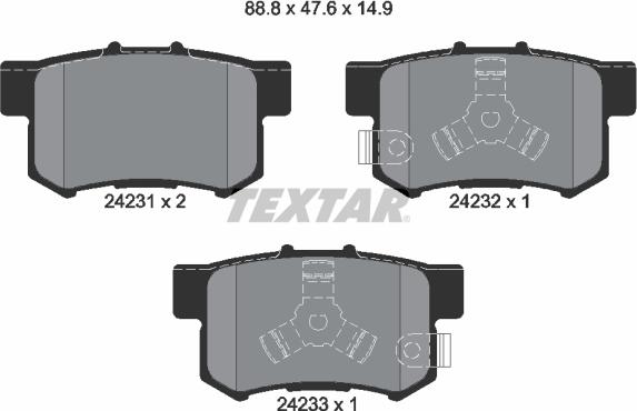 Textar 2423101 - Комплект спирачно феродо, дискови спирачки parts5.com