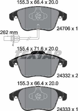 Textar 2470601 - Brake Pad Set, disc brake parts5.com