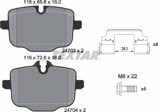 Textar 2470301 - Brake Pad Set, disc brake parts5.com