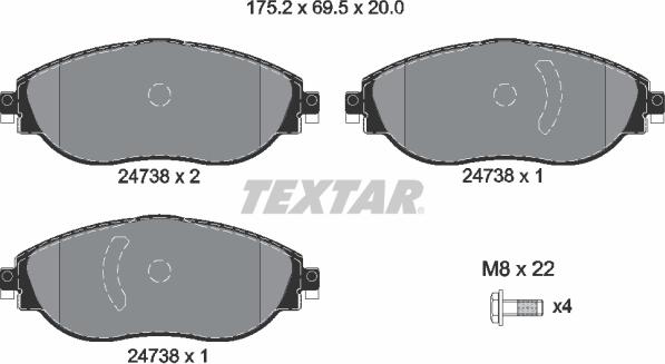 Textar 2473806 - Тормозные колодки, дисковые, комплект parts5.com