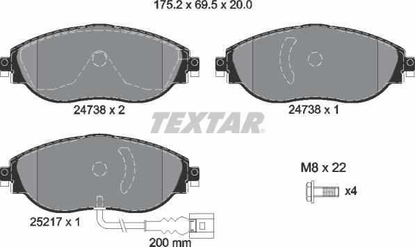 Textar 2473801 - Juego de pastillas de freno parts5.com