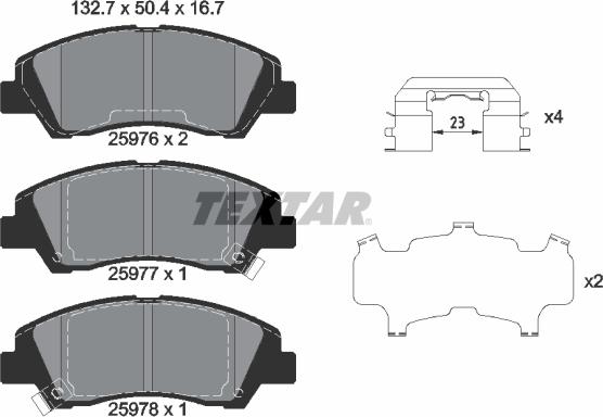 Textar 2597601 - Комплект спирачно феродо, дискови спирачки parts5.com