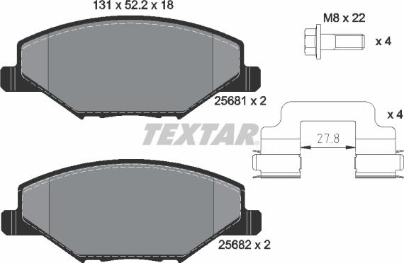 Textar 2568101 - Σετ τακάκια, δισκόφρενα parts5.com