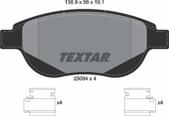 Textar 2509401 - Komplet kočnih obloga, disk kočnica parts5.com