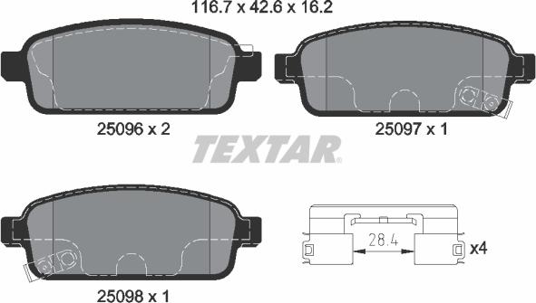 Textar 2509606 - Juego de pastillas de freno parts5.com