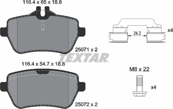 Textar 2507101 - Komplet kočnih obloga, disk kočnica parts5.com