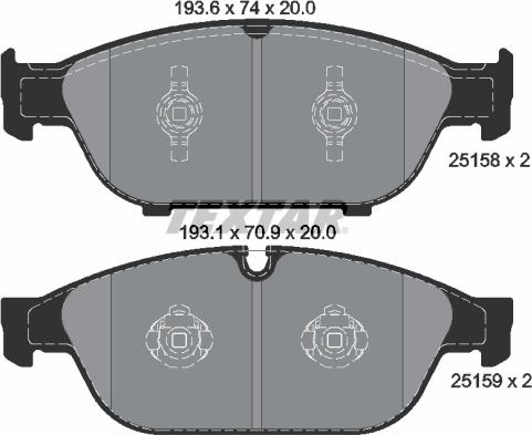 Textar 2515802 - Комплект спирачно феродо, дискови спирачки parts5.com