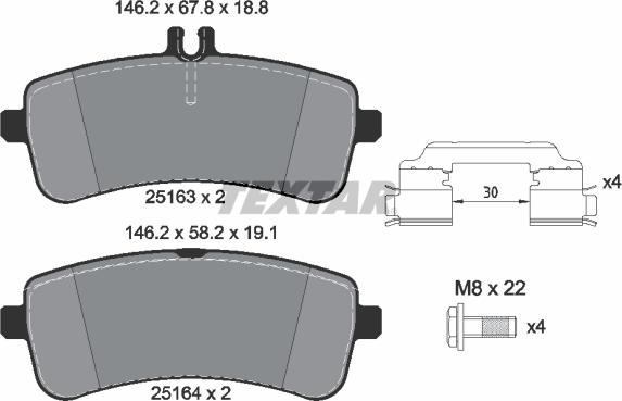 Textar 2516302 - Komplet zavornih oblog, ploscne (kolutne) zavore parts5.com