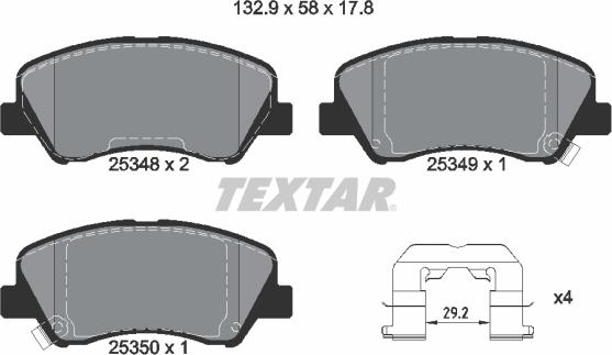 Textar 2534801 - Bremsbelagsatz, Scheibenbremse parts5.com