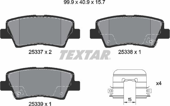 Textar 2533707 - Juego de pastillas de freno parts5.com