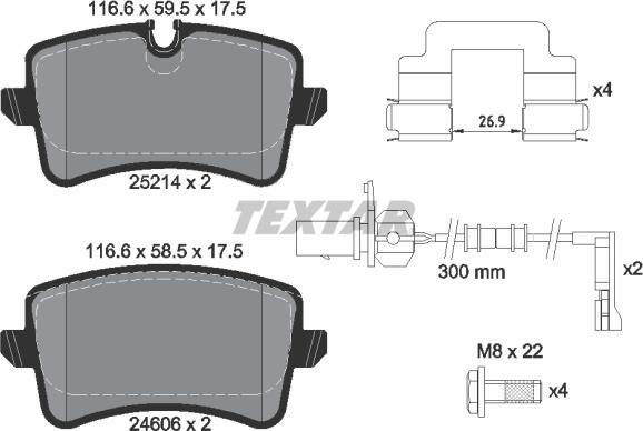 Textar 2521401 - Комплект спирачно феродо, дискови спирачки parts5.com