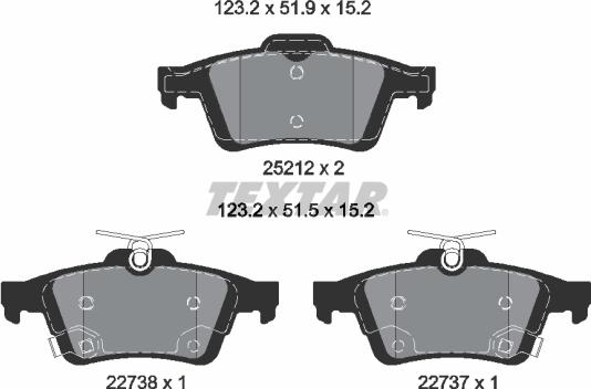 Textar 2521204 - Piduriklotsi komplekt,ketaspidur parts5.com