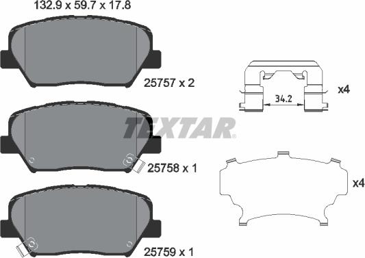 Textar 2575701 - Juego de pastillas de freno parts5.com