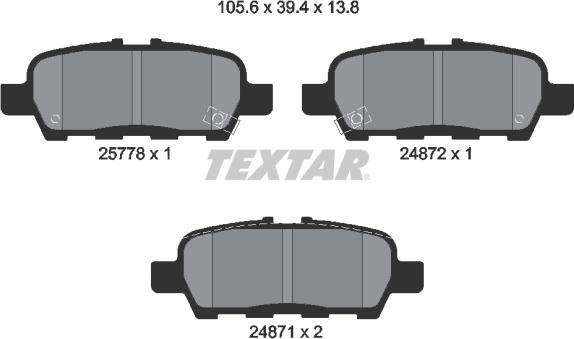 Textar 2577801 - Fékbetétkészlet, tárcsafék parts5.com