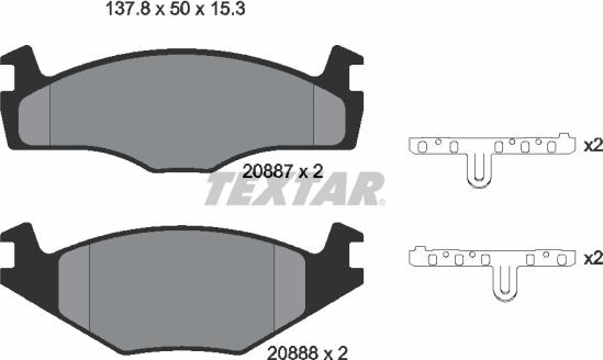 Textar 2088707 - Komplet pločica, disk-kočnica parts5.com