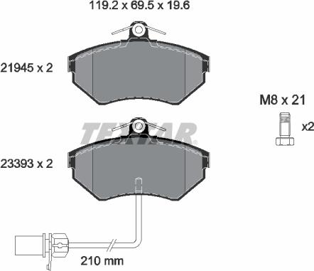 Textar 2194504 - Kit de plaquettes de frein, frein à disque parts5.com