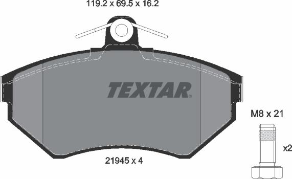 Textar 2194502 - Kit de plaquettes de frein, frein à disque parts5.com