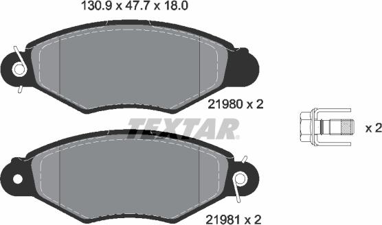 Textar 2198004 - Тормозные колодки, дисковые, комплект parts5.com