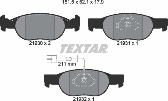 Textar 2193002 - Juego de pastillas de freno parts5.com