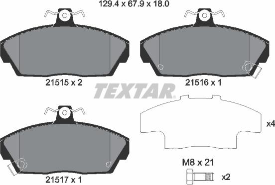 Textar 2151503 - Juego de pastillas de freno parts5.com