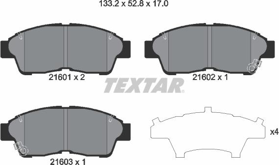 Textar 2160101 - Bremsbelagsatz, Scheibenbremse parts5.com