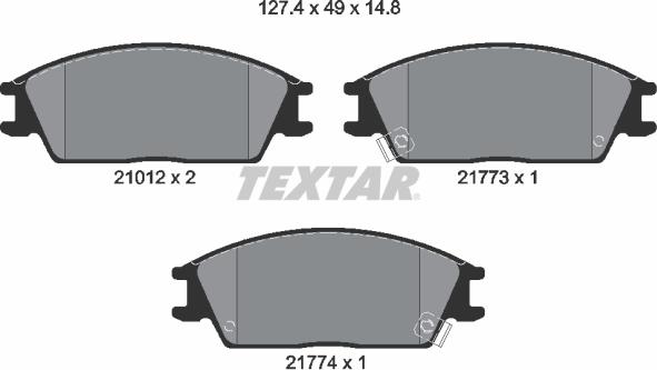 Textar 2101202 - Set placute frana,frana disc parts5.com