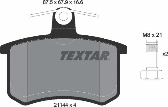 Textar 2114401 - Kit de plaquettes de frein, frein à disque parts5.com