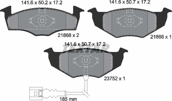 Textar 2186801 - Sada brzdových platničiek kotúčovej brzdy parts5.com