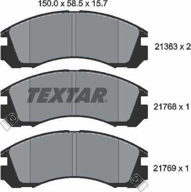 Textar 2136301 - Sada brzdových platničiek kotúčovej brzdy parts5.com