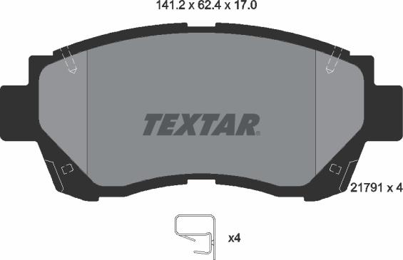 Textar 2179101 - Тормозные колодки, дисковые, комплект parts5.com