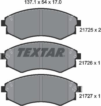 Textar 2172501 - Brake Pad Set, disc brake parts5.com