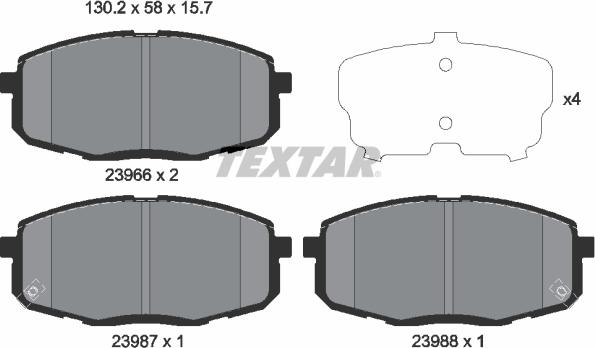 Textar 2396601 - Brake Pad Set, disc brake parts5.com