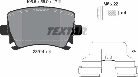 Textar 2391401 - Комплект спирачно феродо, дискови спирачки parts5.com