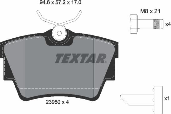 Textar 2398001 - Komplet kočnih obloga, disk kočnica parts5.com