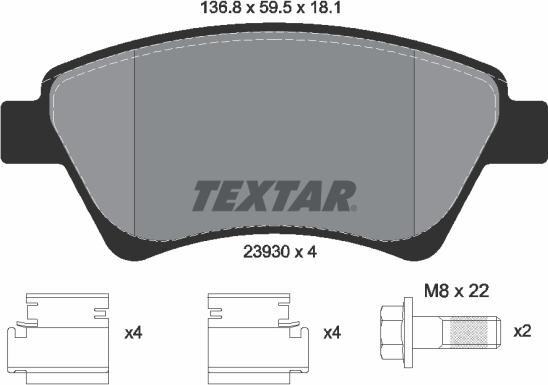 Textar 2393001 - Zestaw klocków hamulcowych, hamulce tarczowe parts5.com