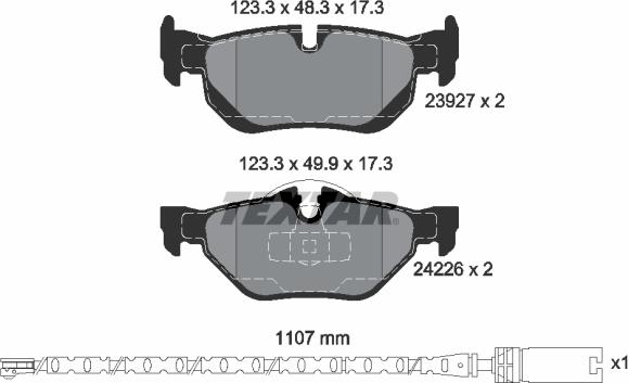 Textar 2392707 - Komplet zavornih oblog, ploscne (kolutne) zavore parts5.com