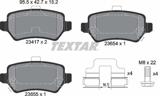 Textar 2341703 - Brake Pad Set, disc brake parts5.com