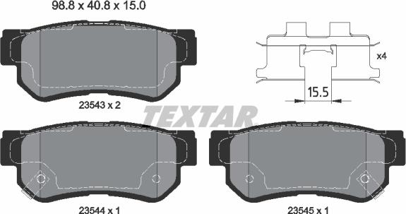 Textar 2354306 - Комплект спирачно феродо, дискови спирачки parts5.com