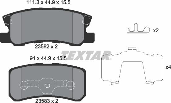 Textar 2358202 - Комплект спирачно феродо, дискови спирачки parts5.com