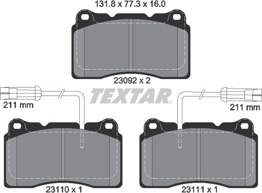 Textar 2309201 - Juego de pastillas de freno parts5.com