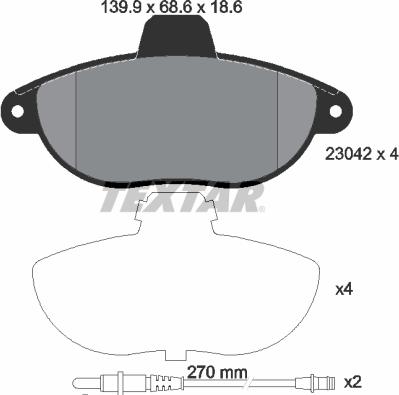 Textar 2304201 - Komplet zavornih oblog, ploscne (kolutne) zavore parts5.com